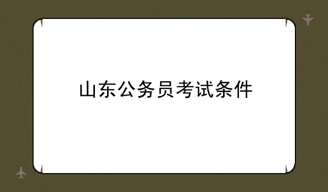 山东公务员考试条件