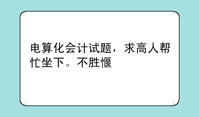 电算化会计试题，求高人帮忙坐下。不胜感谢