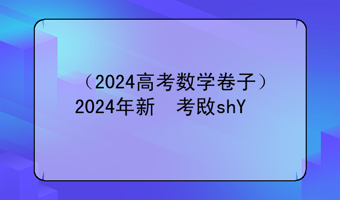 （2024高考数学卷子）2024年新高考一卷数学试卷