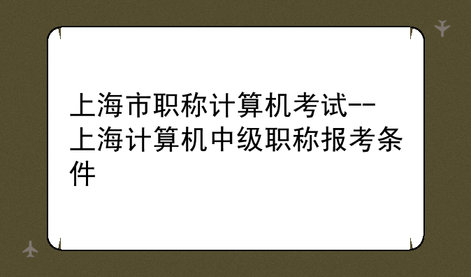 上海市职称计算机考试--上海计算机中级职称报考条件